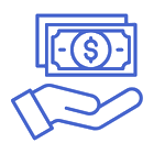 blue hand and money